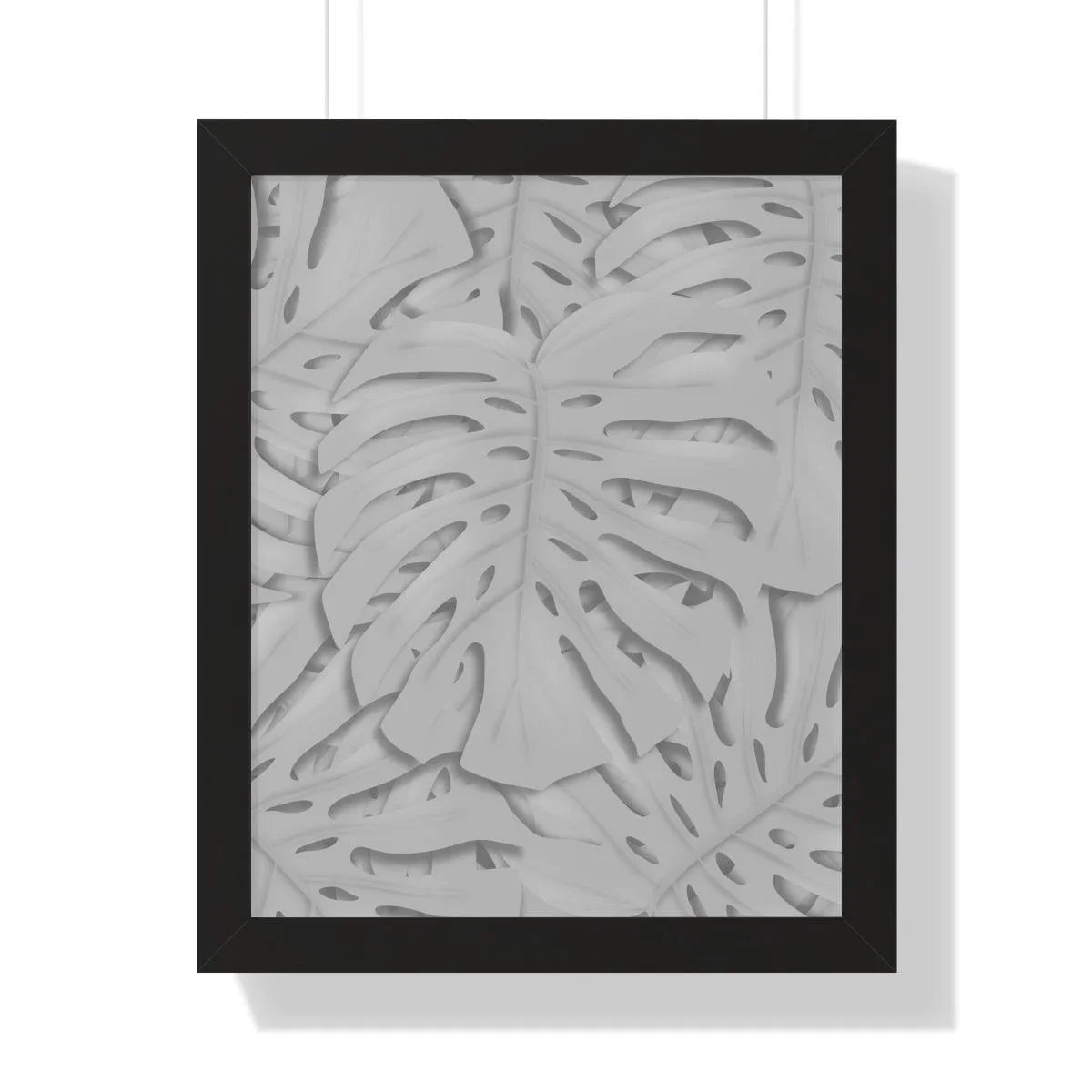 Soft Grey Monstera Framed Print – Botanical Wall Art