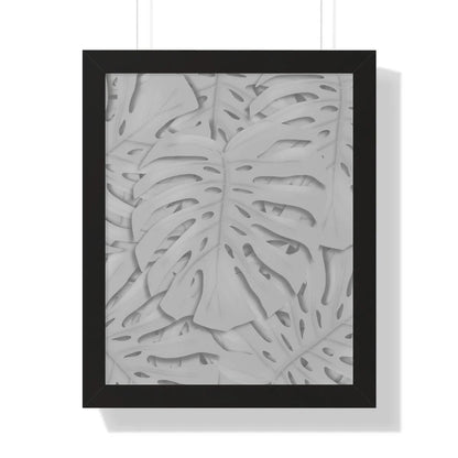 Soft Grey Monstera Framed Print – Botanical Wall Art