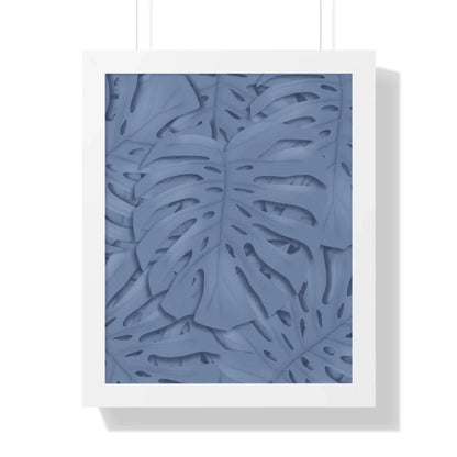 Blue Monstera Framed Print – Botanical Wall Art