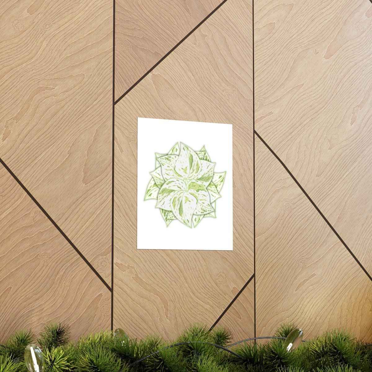 Snow Queen Pothos Botanical Print – Unframed Wall Art