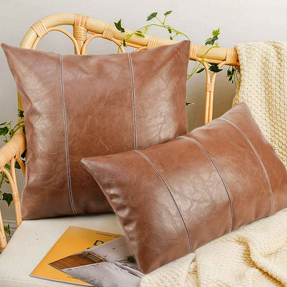 American Minimalist Pillowcase Stitching PU Leather Stitching Pillow Cover