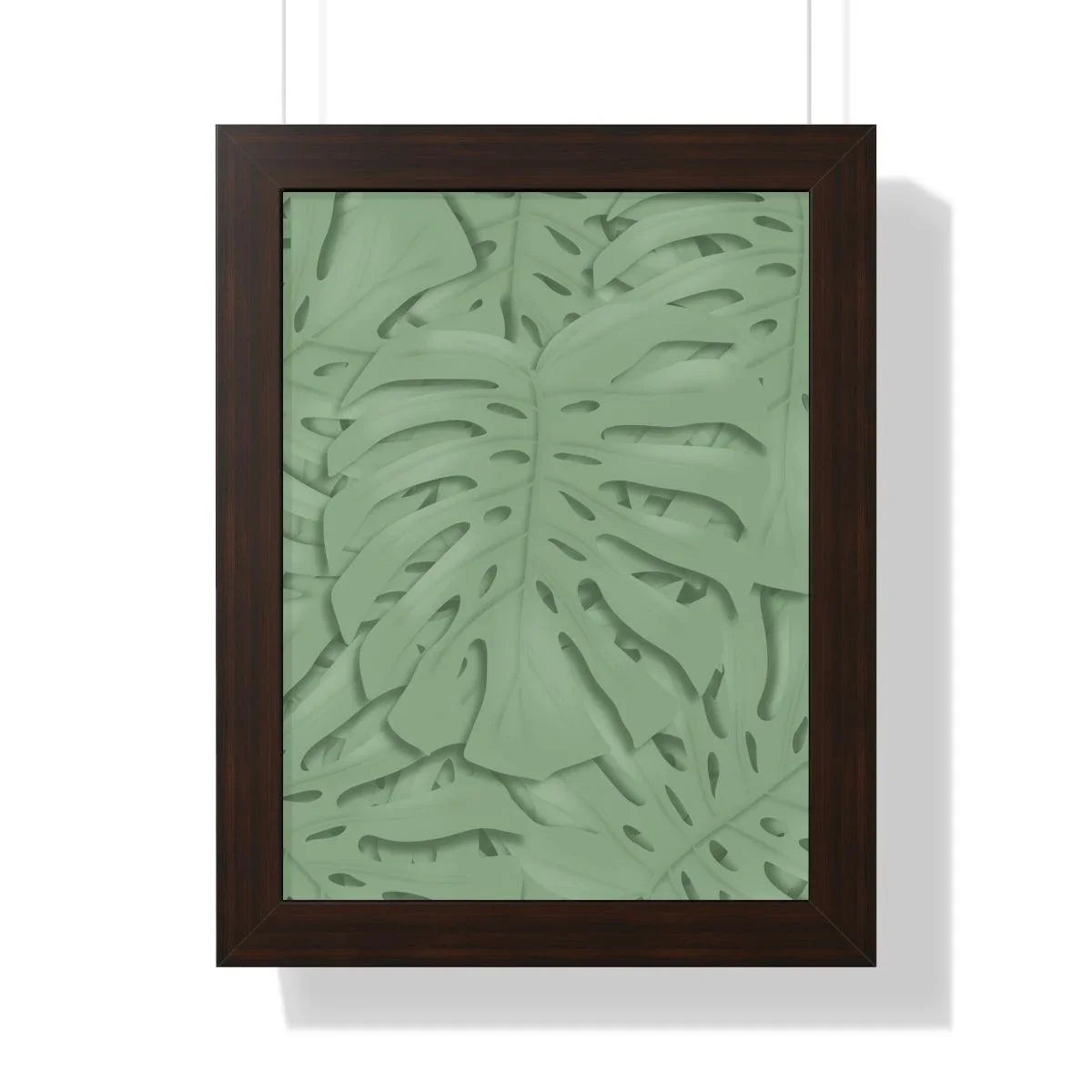 Sage Green Monstera Framed Print – Botanical Wall Art