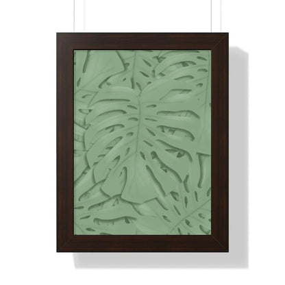 Sage Green Monstera Framed Print – Botanical Wall Art