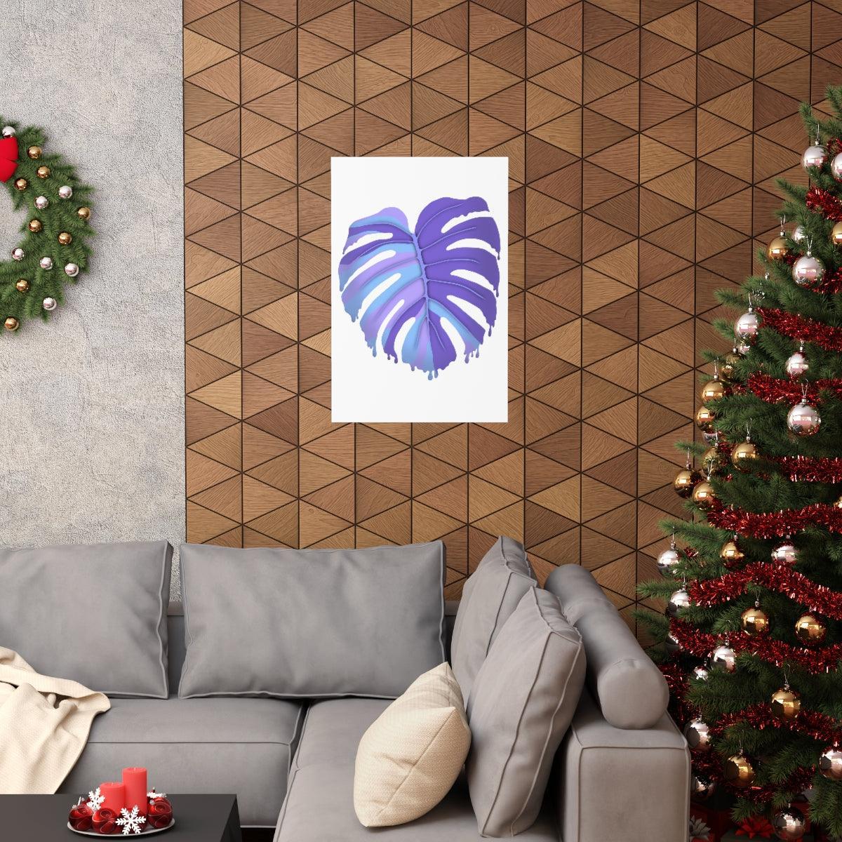 Purple Melting Monstera Botanical Print – Unframed Wall Art