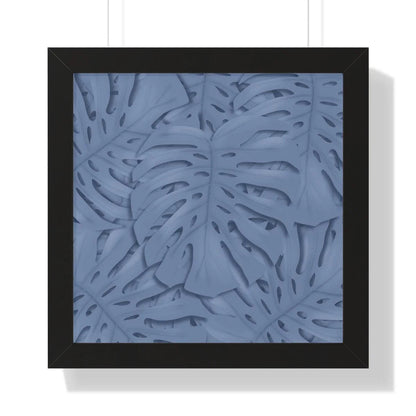 Blue Monstera Framed Print – Botanical Wall Art