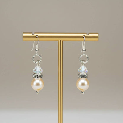 Various Color Swarovski Crystal Pearl Stack Earrings