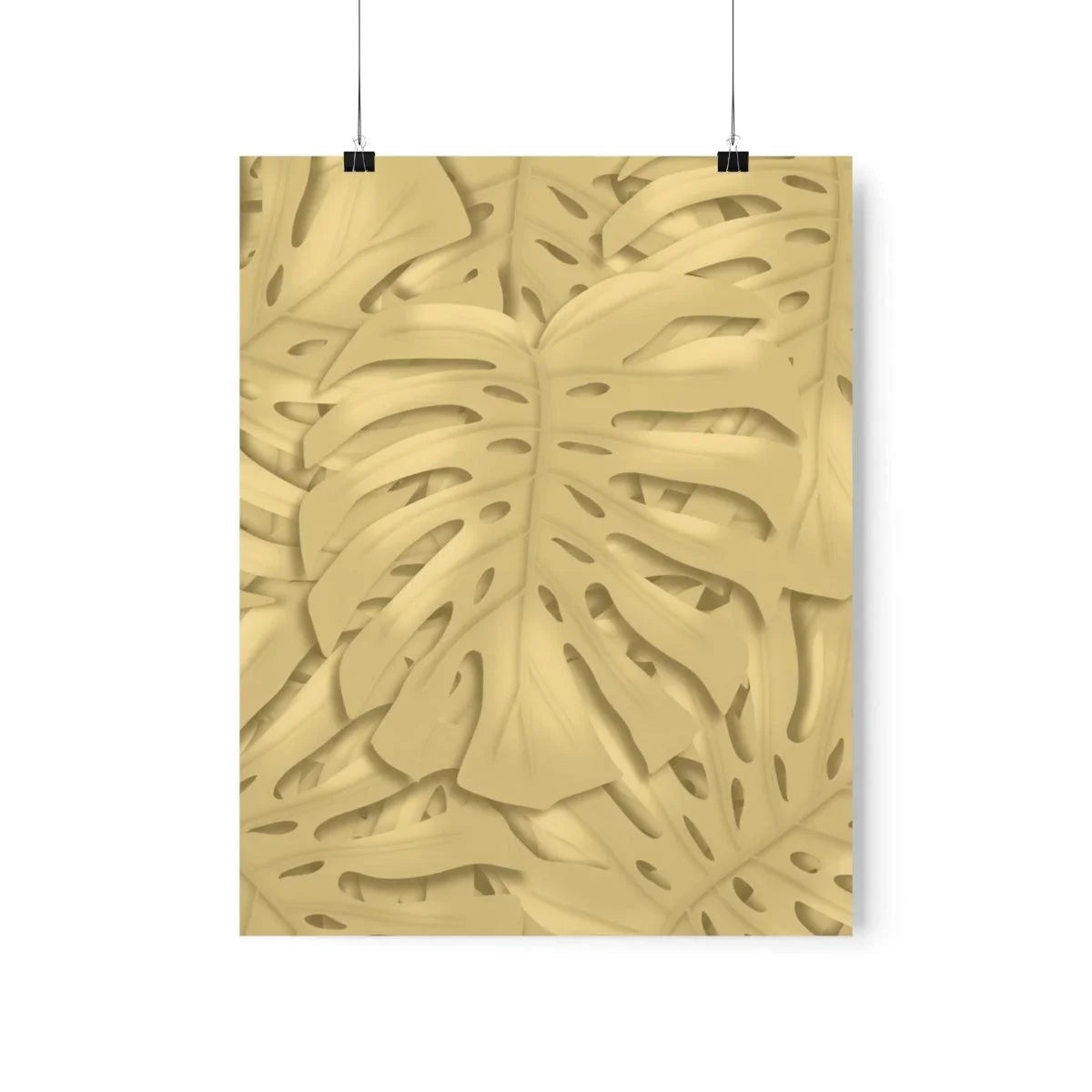 Golden Monstera Botanical Print – Unframed Wall Art