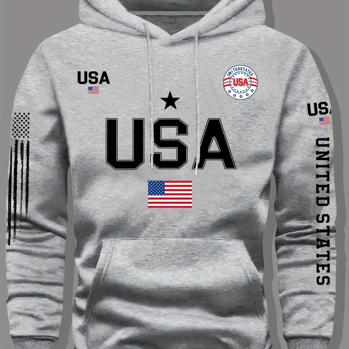 Fleece Hoodie Featuring a USA Flag Design