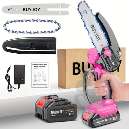 6-inch Cordless Lightweight Electric Landscaping Chainsaw w/ L-ion Battery, Chain And Fast Charger
