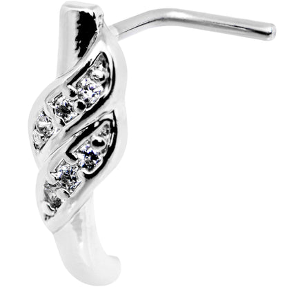 18G Clear CZ Swish Faux Hoop L Shaped Nose Ring