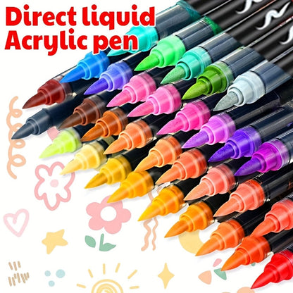 12/24/36/48/60/72Color Acrylic Paint Marker, Brush Head Can Be Used for Rock Metal Glass Wood Canvas Ceramic Plastic Art And DIY Hand-painting, Back to School Season Halloween Christmas Birthday Gifts