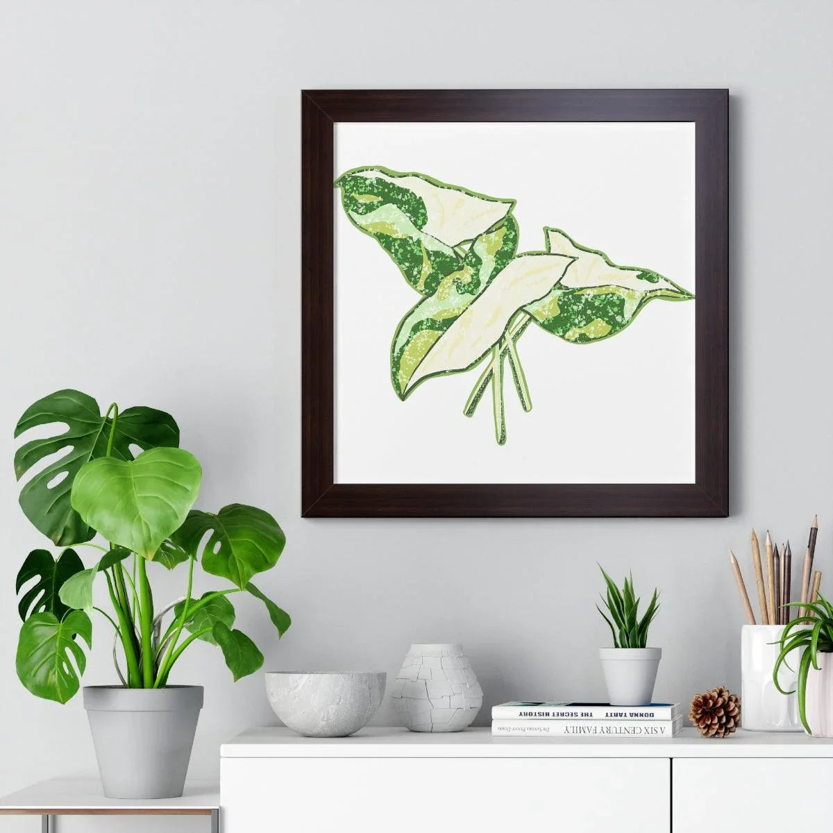 Marble Syngonium Framed Print – Botanical Wall Art