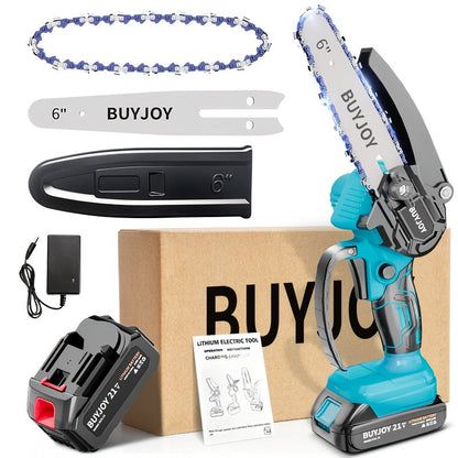 6-inch Cordless Lightweight Electric Landscaping Chainsaw w/ L-ion Battery, Chain And Fast Charger