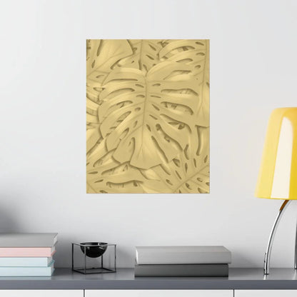 Golden Monstera Botanical Print – Unframed Wall Art