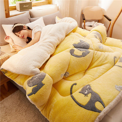 Winter Thick Quilt Dormitory Single Warm Lamb Velvet Double Quilt Core