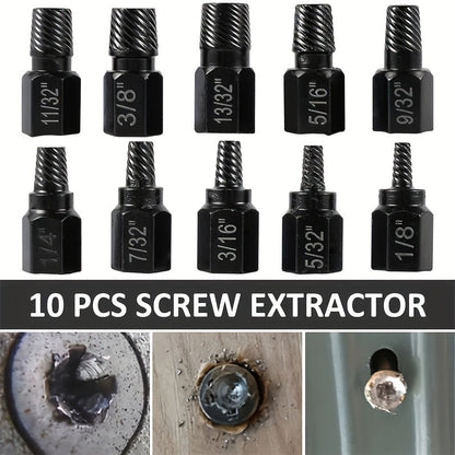 20pcs Industrial Screw Extractor Set: Alloy Steel Damaged Screw Removal Kit, Metal Easy-Out Drill Bits, Broken Bolt Stud Extractor Tools, Multi-Groove Screw Extractor Set, Suitable for Bolt Stud Tubes 1/8"-13/32", Local Wareh