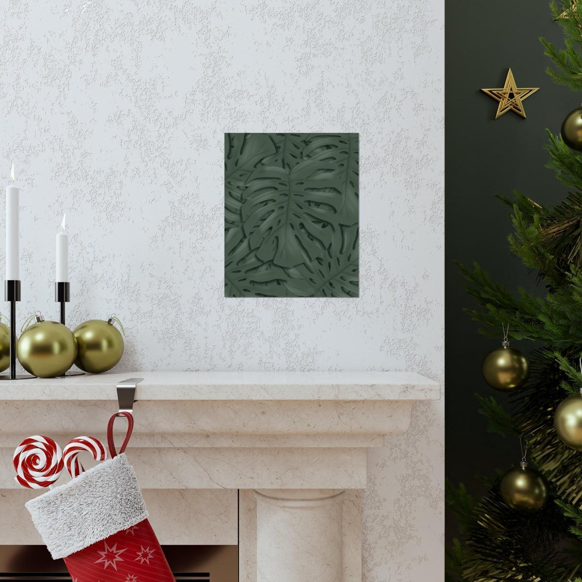 Deep Green Monstera Botanical Print – Unframed Wall Art