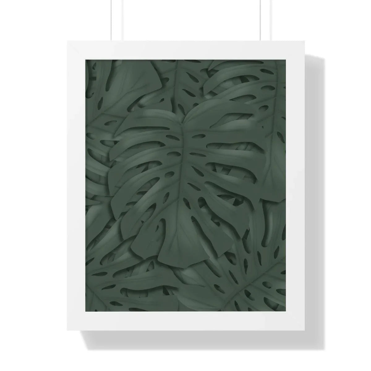 Deep Green Monstera Framed Print – Botanical Wall Art