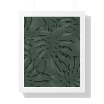 Deep Green Monstera Framed Print – Botanical Wall Art