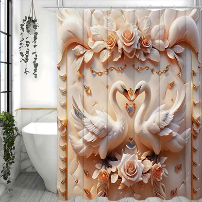 Creative 3D Swan Shower Curtain America Europe