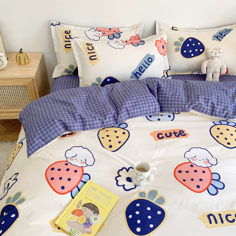 Four Piece Set Of Cute Cartoon Bed Sheets