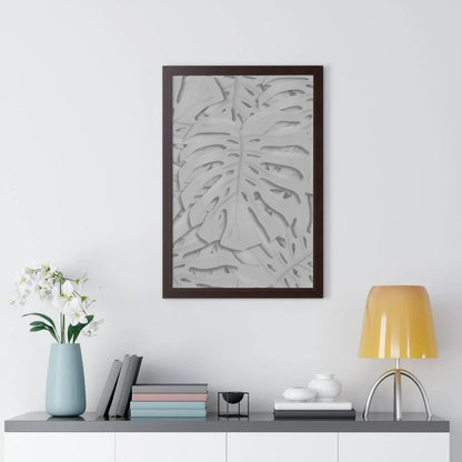 Soft Grey Monstera Framed Print – Botanical Wall Art