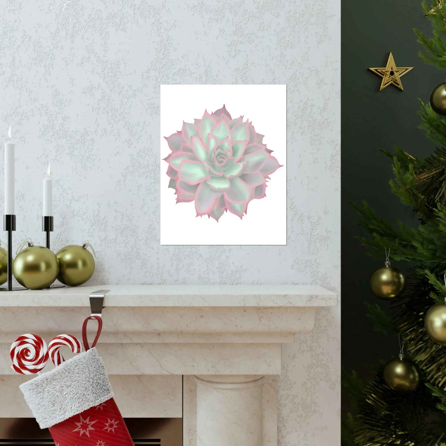 Echeveria Violet Queen Succulent Botanical Print – Unframed Wall Art