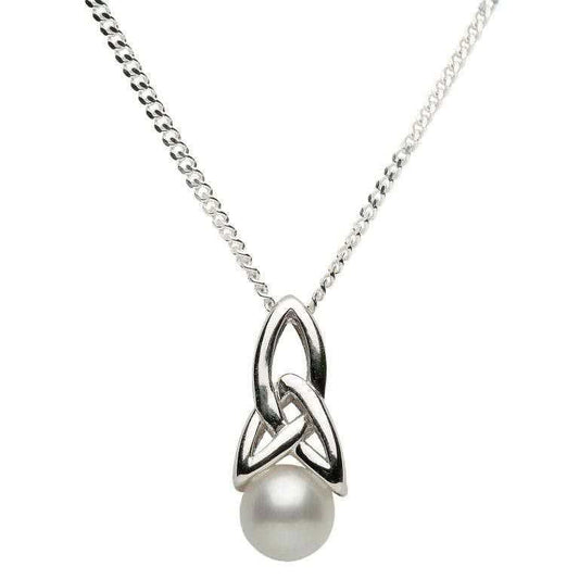 Celtic Trinity Silver Pearl Necklace