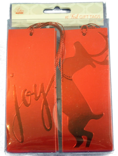 Foil Embossed Tie Gift Tags 10 Pack - Red