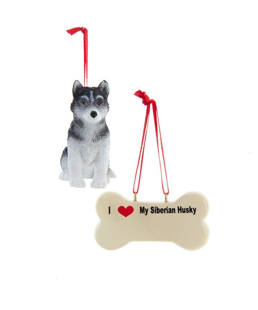 I love My Siberian Husky With Dog Bone Ornaments