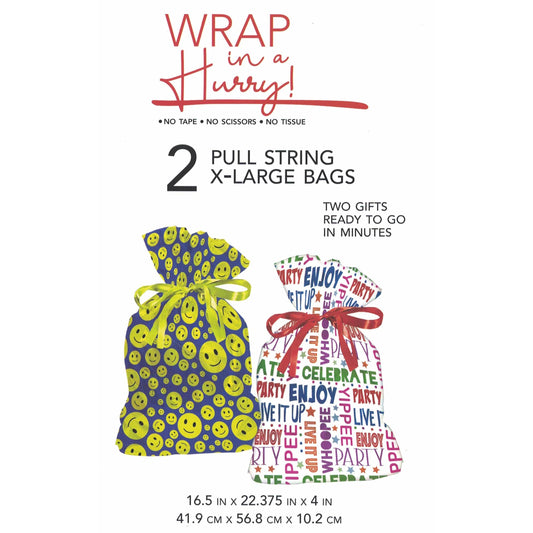 Extra Large Pull String Gift Bags - Smiles and Notions