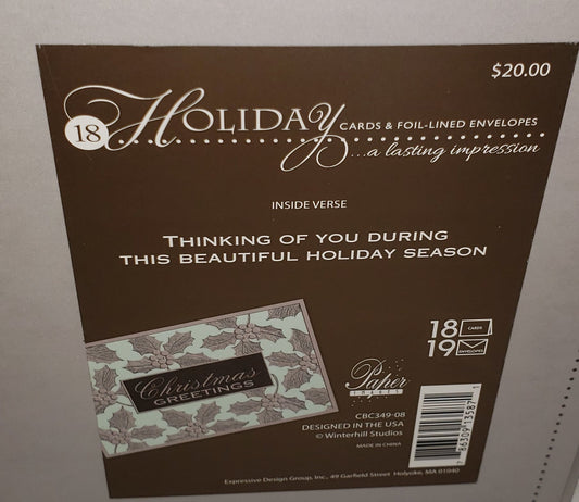 Holiday Luxury Favorites 18 Card Box - Silver Holly