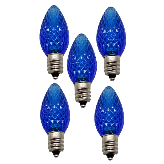 C7 Faceted LED Bulb - 5 Piece - Blue