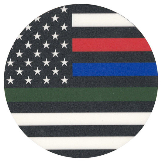 Sip Sip Hooray Coaster -  American Flag with Thin Blue-Green-Red Line