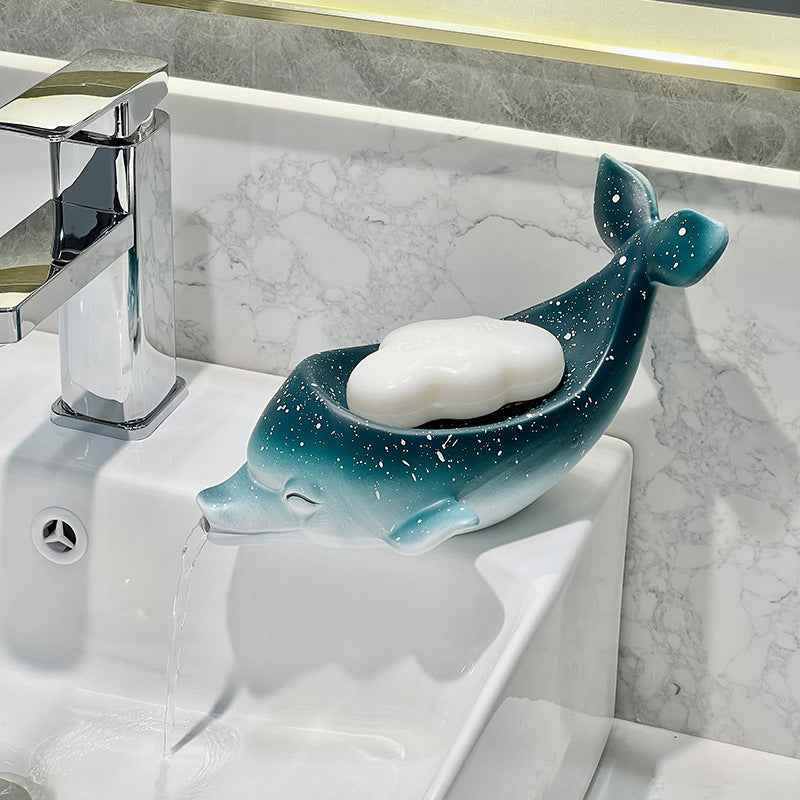 Dolphin Drain Soap Box Ceramic Household Punch-free Toilet