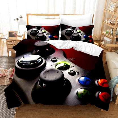 Digital 3D Game Controller Pattern Printed Bedding Three-Piece Set