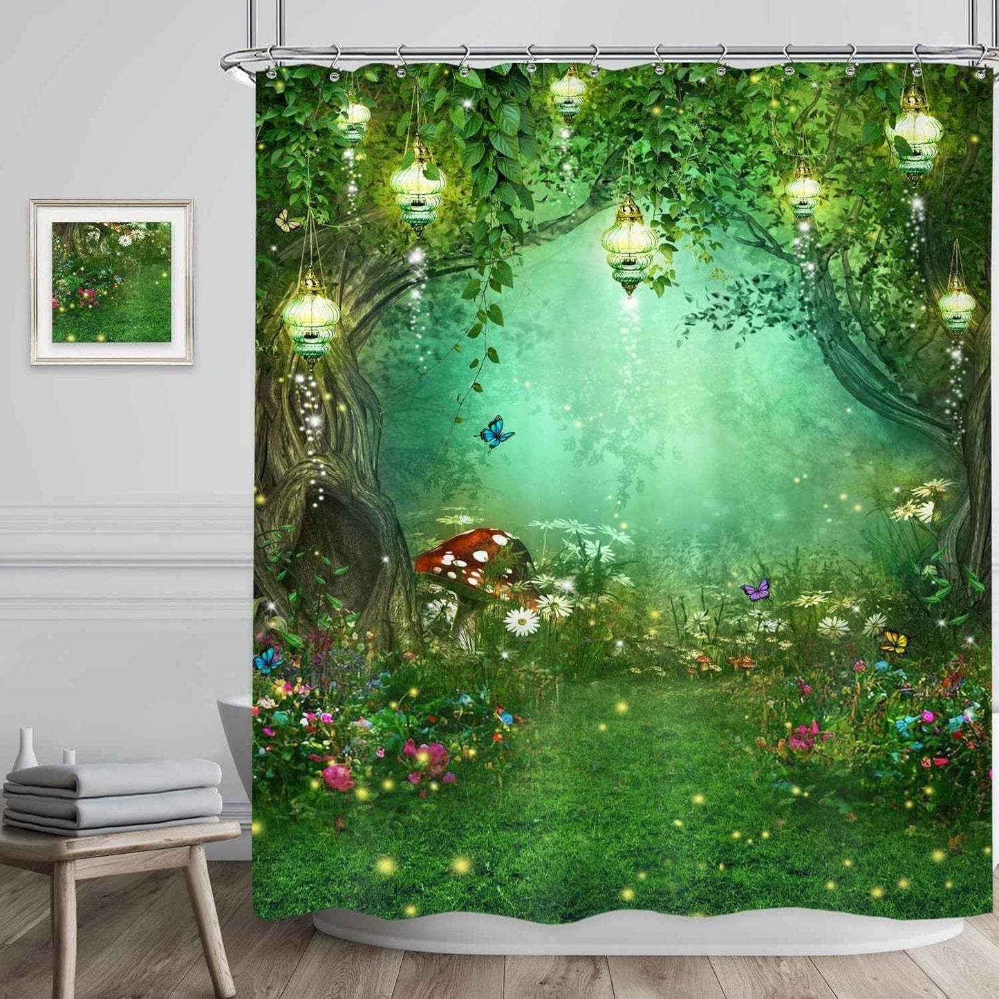 Shower Curtain Digital Printing Bathroom Waterproof Mildew-proof Partition Curtain