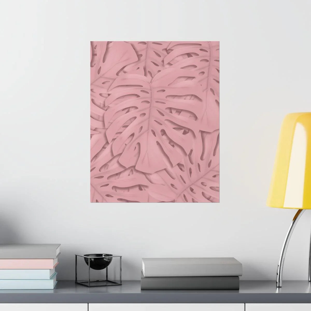 Soft Pink Monstera Botanical Print – Unframed Wall Art