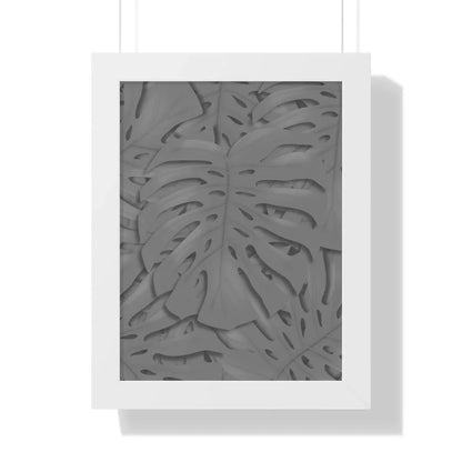 Grey Monstera Framed Print – Botanical Wall Art