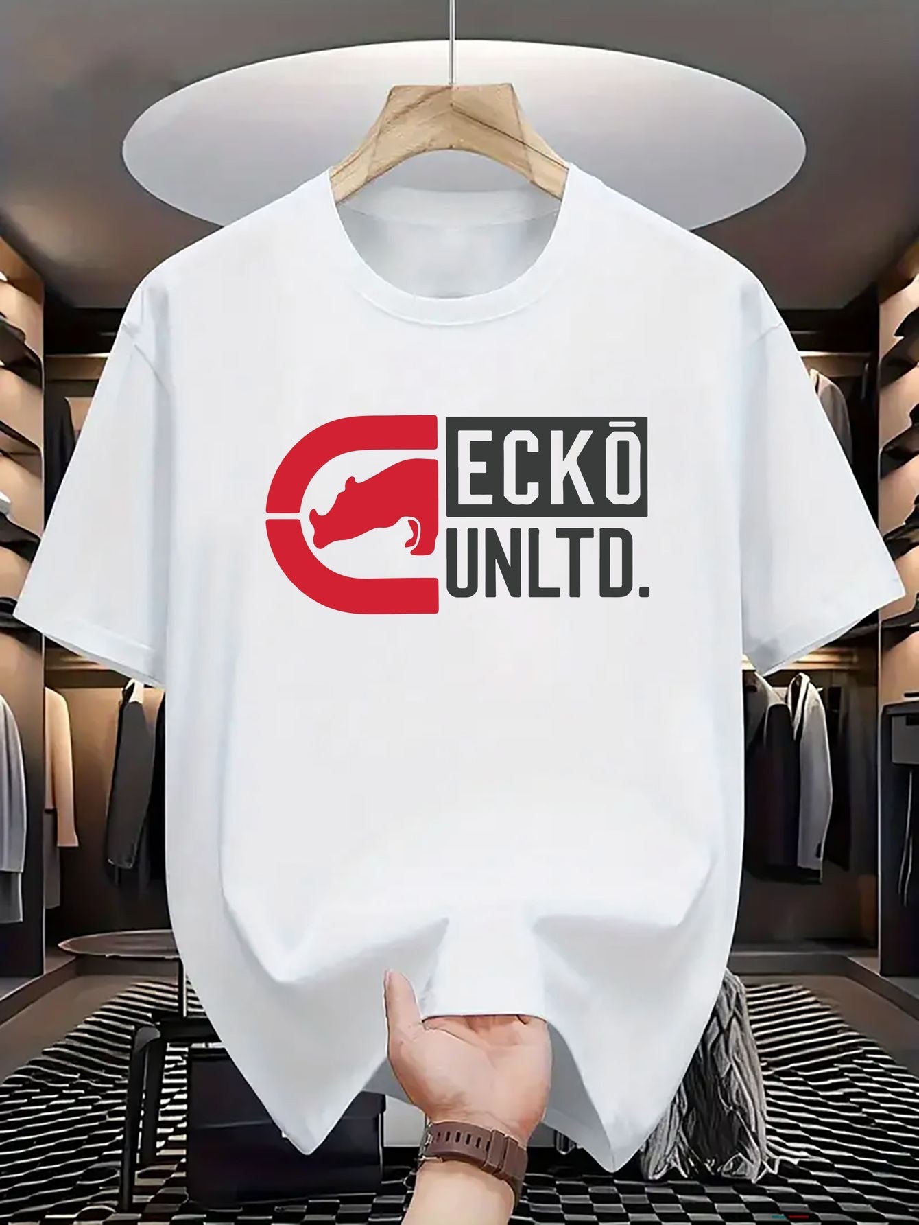 Men's Ecko Unltd. Graphic T-Shirt - Premium 100% Cotton Streetwear - Black with Red Rhino Logo