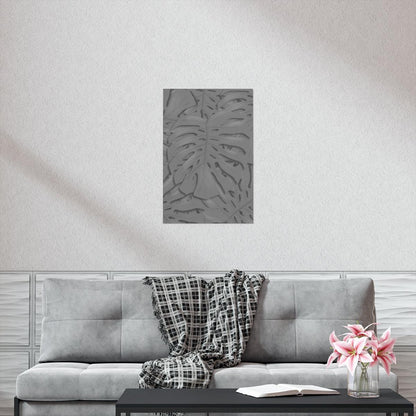 Grey Monstera Botanical Print – Unframed Wall Art