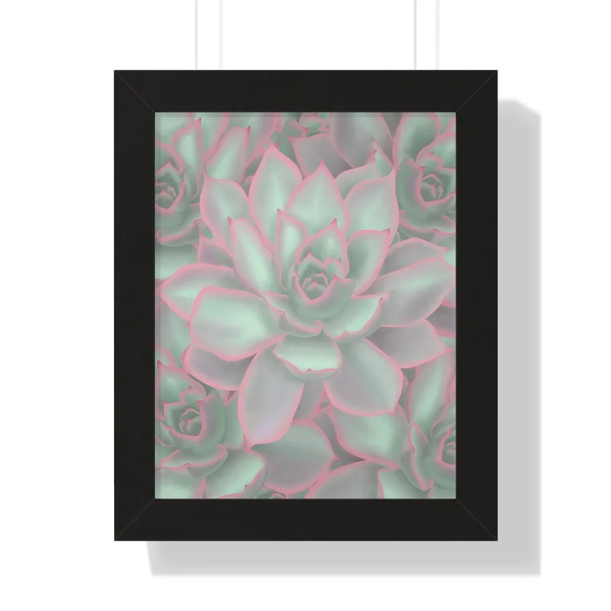 Echeveria Violet Queen Succulent Pattern Framed Print – Botanical Wall Art