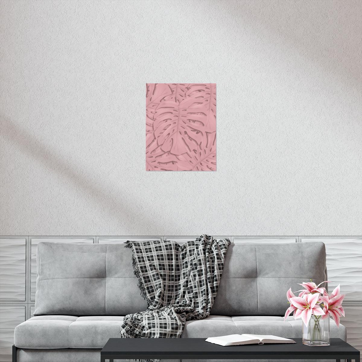 Soft Pink Monstera Botanical Print – Unframed Wall Art