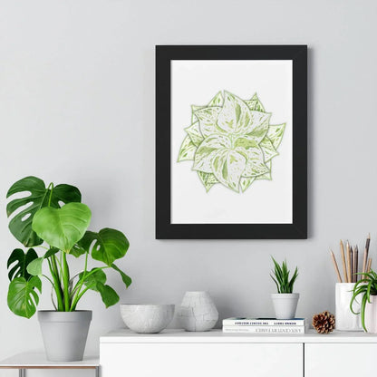 Snow Queen Pothos Framed Print – Botanical Wall Art