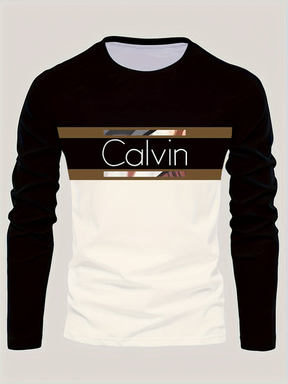 Men'S 3D Digital Printing Crew Neck Long-sleeved T-shirt | Casual Style, Slight Stretch Fabric, All Over Print, Regular Fit, Ideal for Fall/Winter, Perfect Gift for Family and Friends