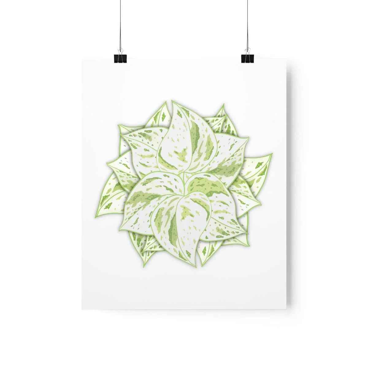 Snow Queen Pothos Botanical Print – Unframed Wall Art