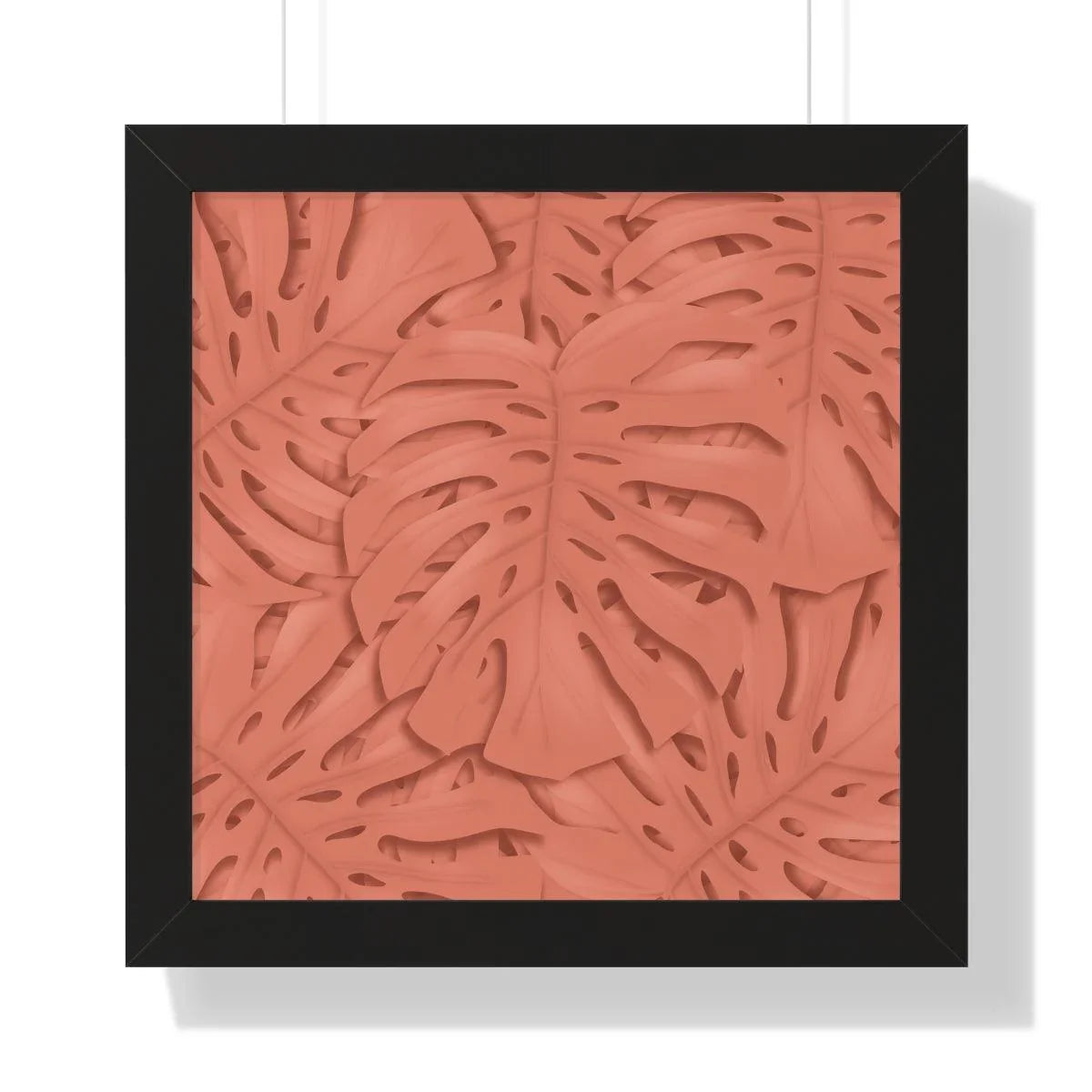 Coral Monstera Framed Print – Botanical Wall Art