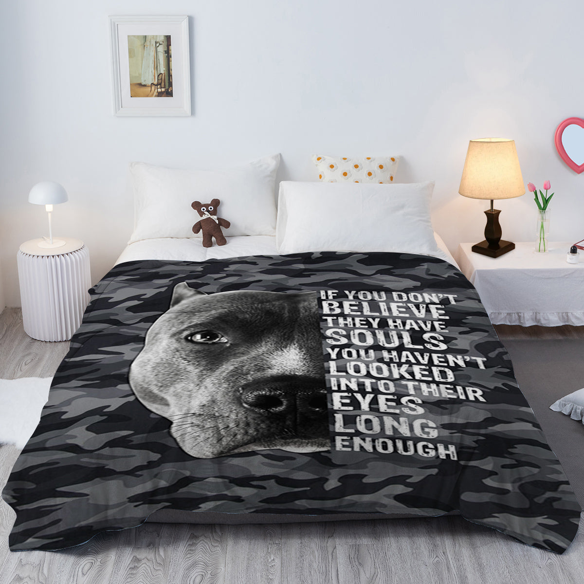 1pc Flannel Black Background Dog Cute Pet Theme Soft And Fluffy Multifunctional Outdoor Beach Camping Living Room Sofa Office Nap Printed Blanket