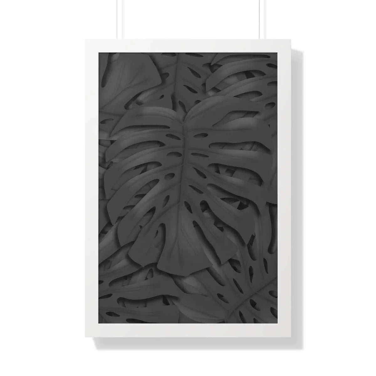 Charcoal Monstera Framed Print – Botanical Wall Art