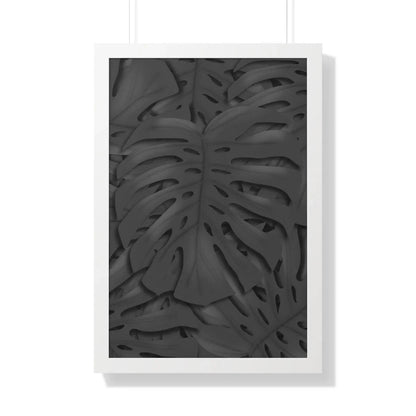 Charcoal Monstera Framed Print – Botanical Wall Art